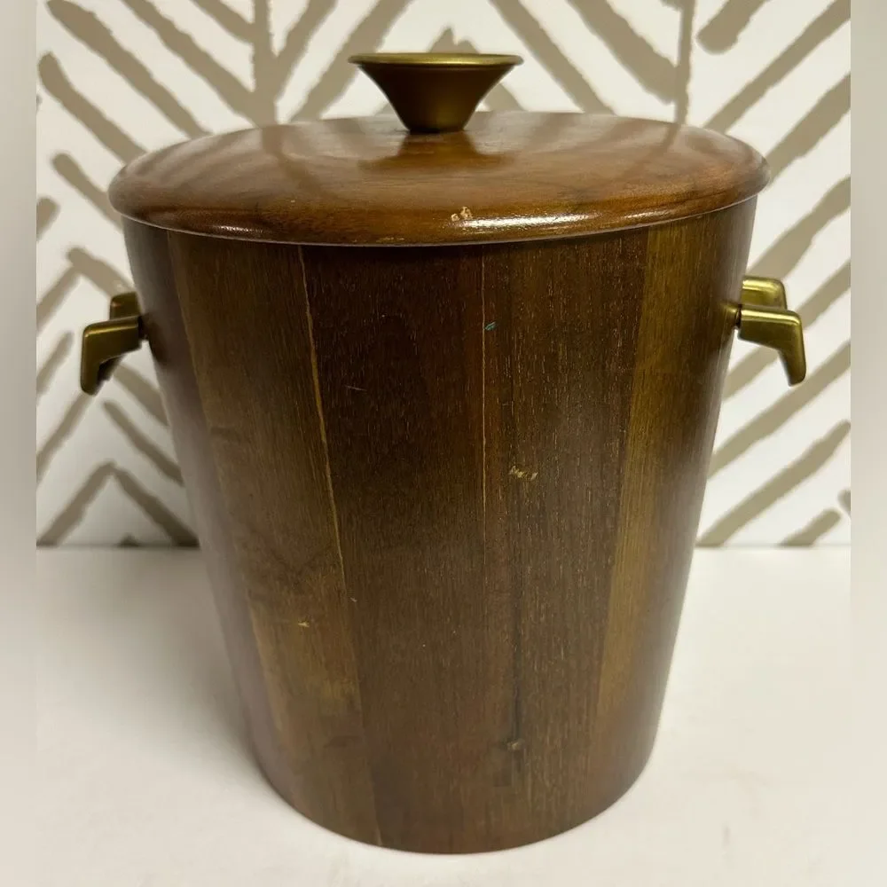 Vintage MCM Vermillion Walnut Co Ice Bucket